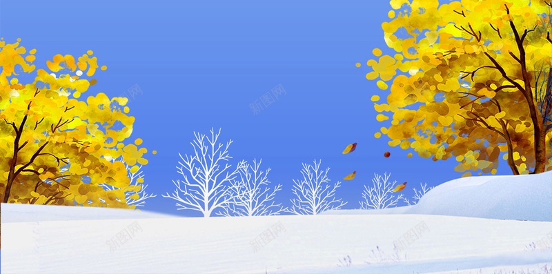 蓝色扁平寒露节气psd设计背景_新图网 https://ixintu.com 二十四节气 传统节日 下雪 节气 雪花 积雪 雪景 冬天