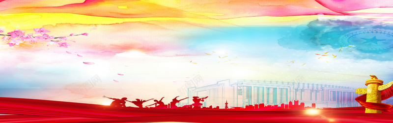 八一建军节爱国教育主题banner海报背景