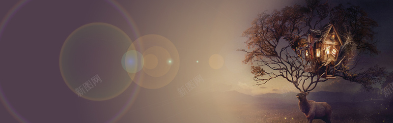 黄昏紫色光晕麋鹿背景psd设计背景_新图网 https://ixintu.com 光晕 树屋 紫色 麋鹿 黄昏 温暖 海报banner 浪漫 梦幻