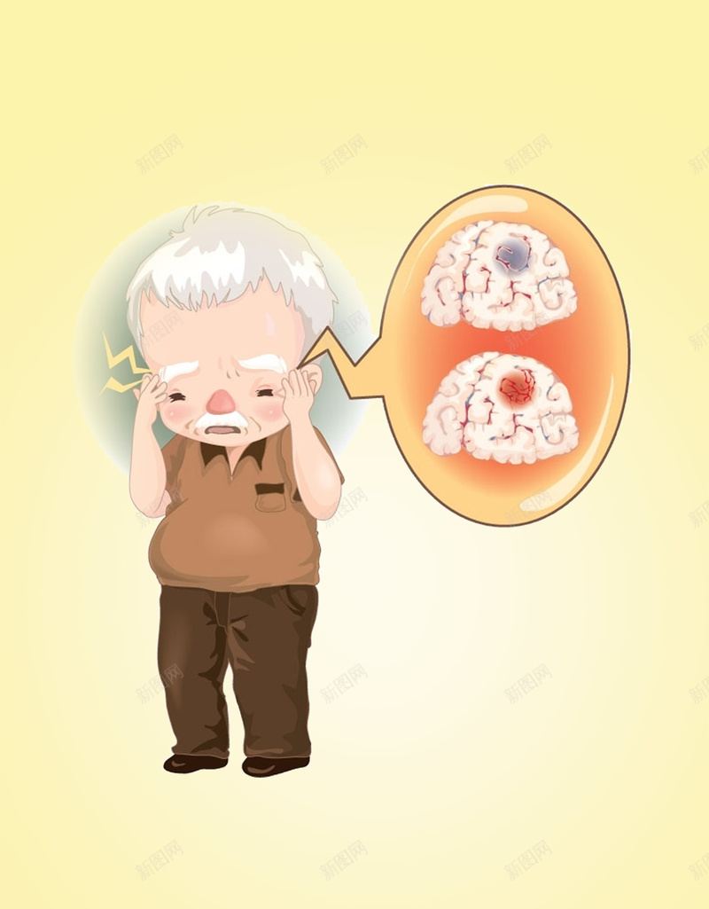 老人健康平面背景psd设计背景_新图网 https://ixintu.com 老人健康 人物 卡通 老人 脑子