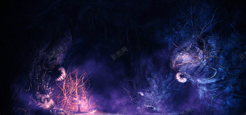 梦幻深色溶洞风景摄影bannerjpg设计背景_新图网 https://ixintu.com 梦幻背景 深色背景 摄影 溶洞 风景 banner 万圣节 节日 神秘