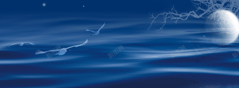 海鸥月下飞翔背景psd设计背景_新图网 https://ixintu.com 海报banner 淘宝天猫背景 海天一色 蓝色 海鸥月下飞翔背景 皎月