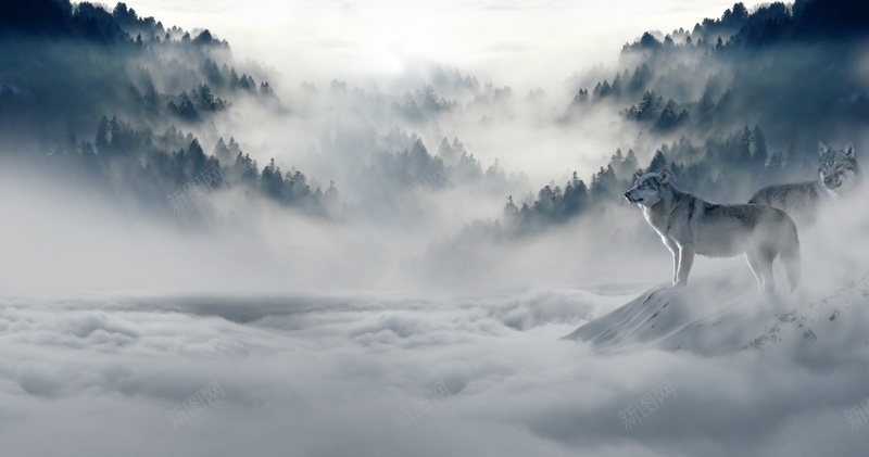 梦幻山峰云海狼平面广告jpg设计背景_新图网 https://ixintu.com 平面广告 梦幻背景 云海 山峰 狼 烟雾 唯美 朦胧