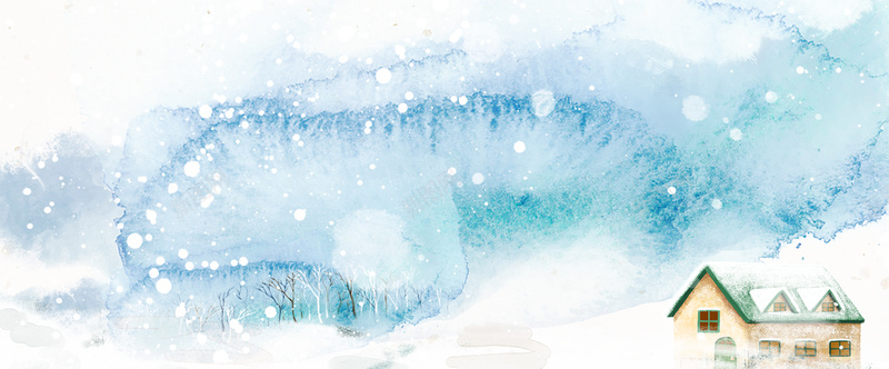 冬天白色清新电商雪花banner背景jpg设计背景_新图网 https://ixintu.com 房子 晕染 白色 蓝色 雪景 雪花 电商 淘宝 天猫 京东 文艺 卡通 简约 清新 激动