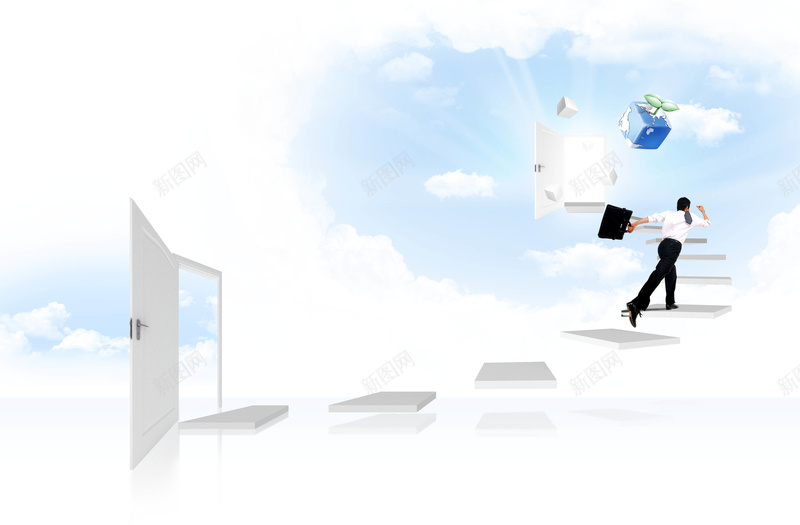 企业文化背景素材jpg设计背景_新图网 https://ixintu.com 企业文化 商业素材 商务人物 职业人物 天梯 阶梯 蓝天白云 背景企业 企业背景 背景