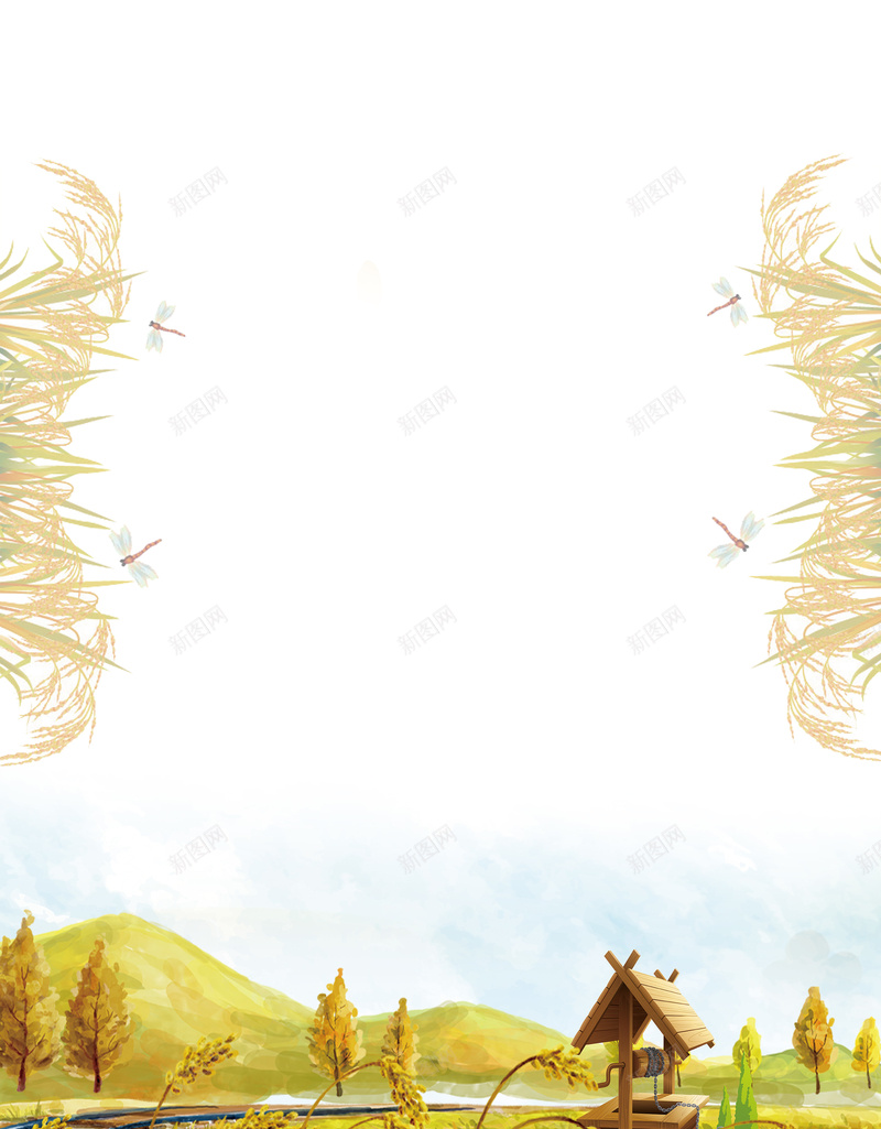 6月5日芒种海报psd设计背景_新图网 https://ixintu.com 二十四节气 24节气 传统文化 节日 麦子 稻穗 户外 树