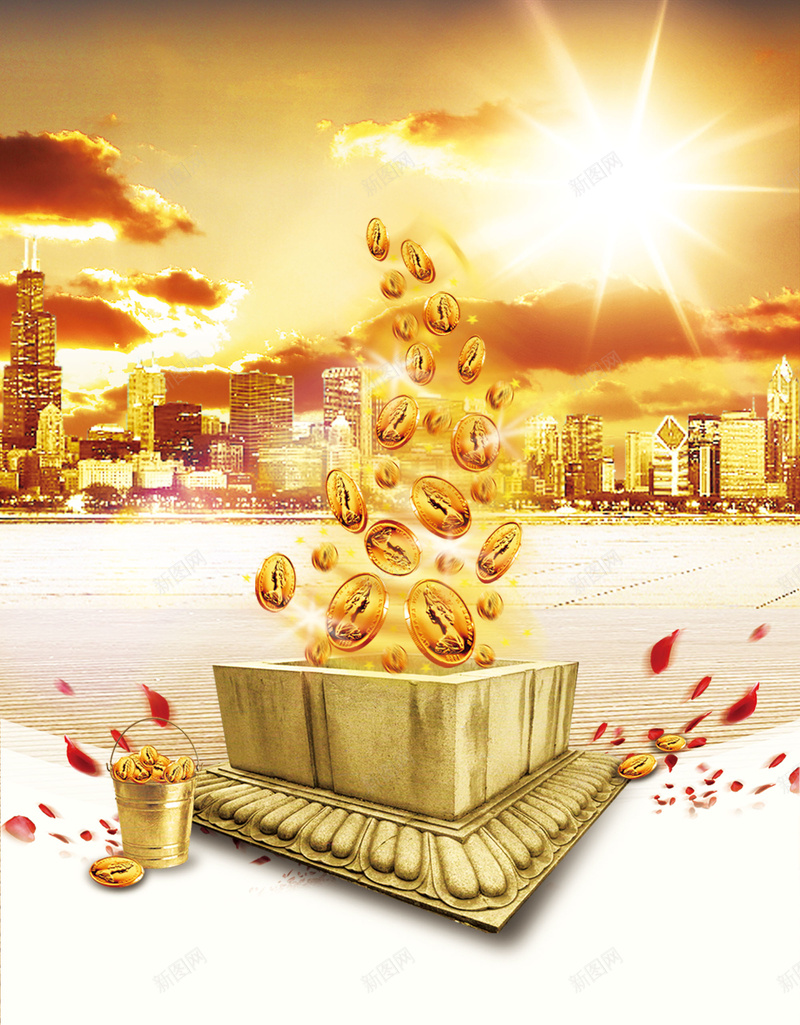 商业理财投资海报背景素材psd设计背景_新图网 https://ixintu.com 商业 投资 海报 理财 金币 科技 科幻 商务
