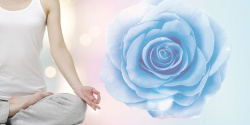 瑜伽馆蓝色梦幻花卉瑜伽养生海报背景素材高清图片