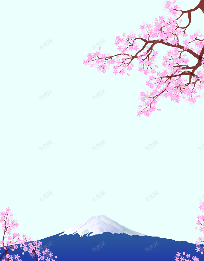 手绘雪山花卉平面广告jpg设计背景_新图网 https://ixintu.com 平面广告 手绘背景 日本 花卉 雪山 樱花 绘画美术 插画 新品上市