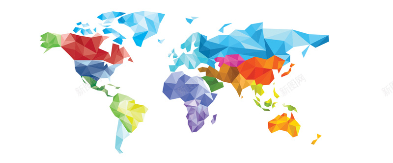 几何拼接世界地图地图jpg设计背景_新图网 https://ixintu.com 几何 几何形 多彩背景 扁平 海报banner 渐变 矢量拼接地图