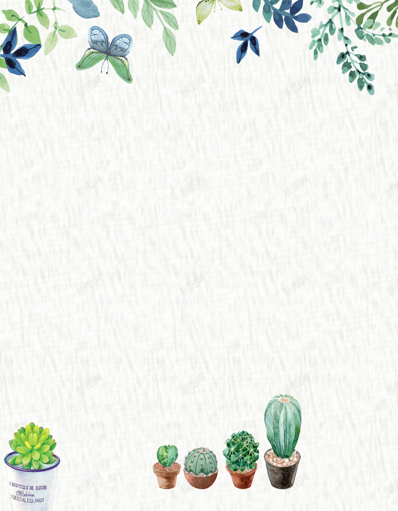 清新唯美多肉植物psd设计背景_新图网 https://ixintu.com 可爱 唯美 多肉 植物 清新 花店 简约 纹理