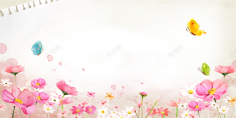 手绘花朵花开印刷背景psd设计背景_新图网 https://ixintu.com 手绘 花朵 蝴蝶 花开 印刷背景 卡通 童趣