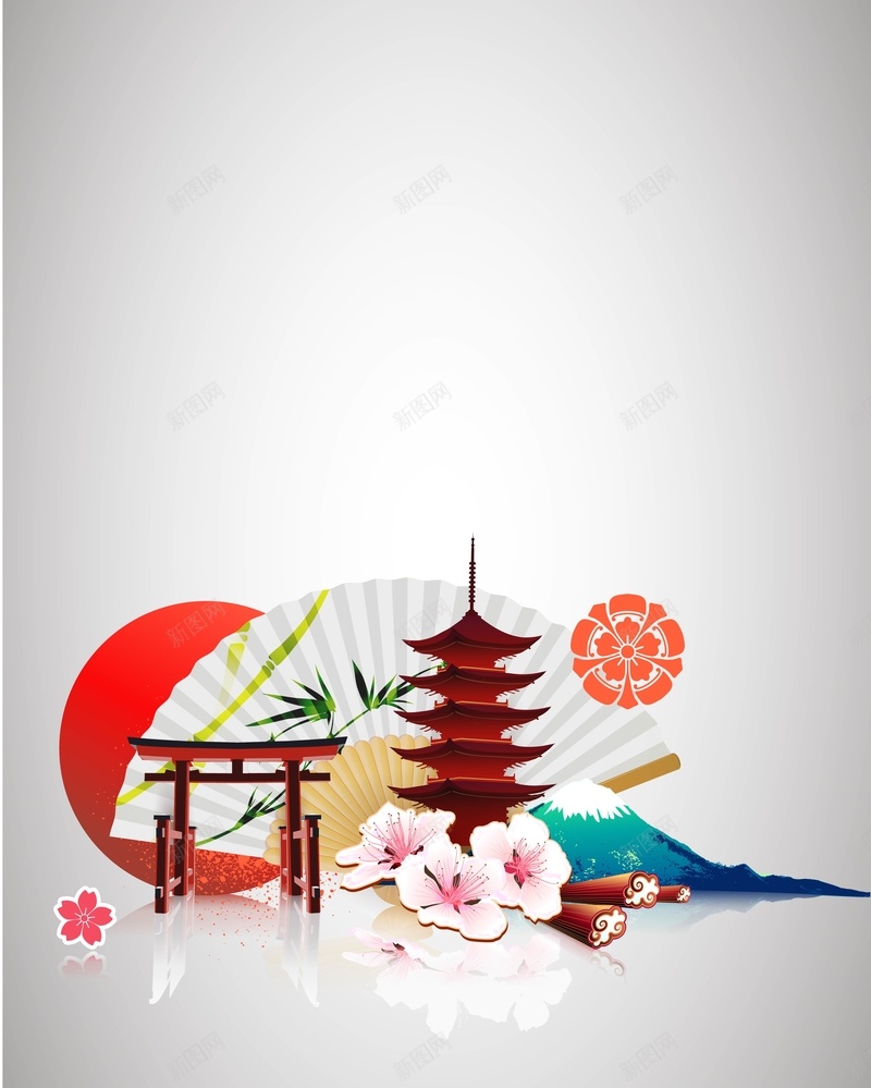 矢量清新日本旅游背景jpg设计背景_新图网 https://ixintu.com 矢量 清新 日本 旅游 富士山 樱花 纸扇 古风 背景 中国风