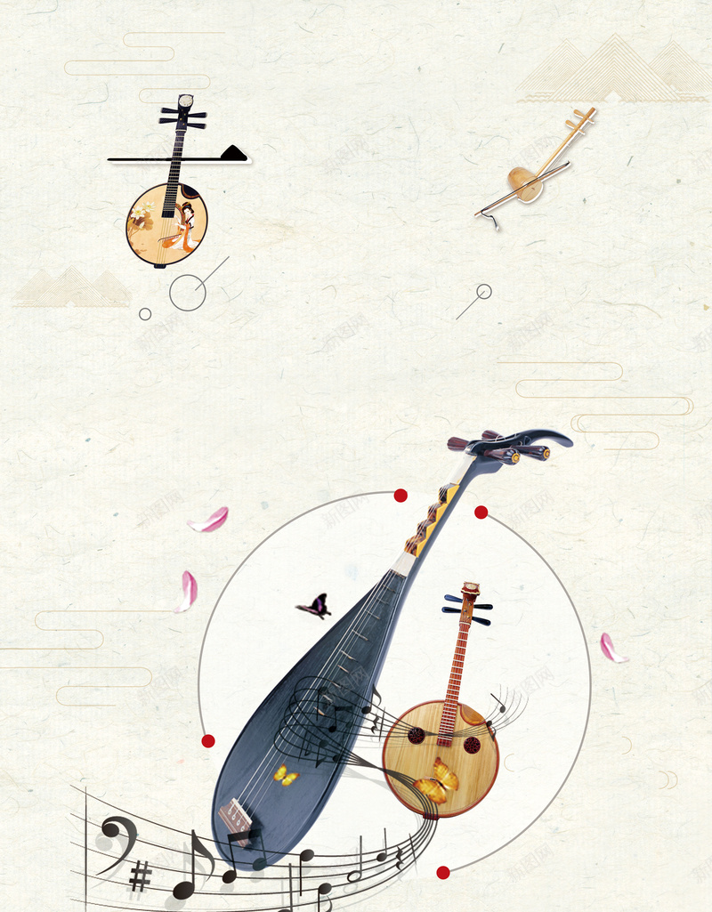 音乐会水墨画古典乐器海报背景素材jpg设计背景_新图网 https://ixintu.com 创意海报 毕业展 演唱会 音乐会 水墨 韵律 音乐会展架 视听 文化艺术节