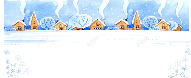 冬季卡通白色雪地房子淘宝bannerjpg设计背景_新图网 https://ixintu.com 冬季 卡通 房子 雪花 雪 树 蓝色 烟囱 雪地 冬天