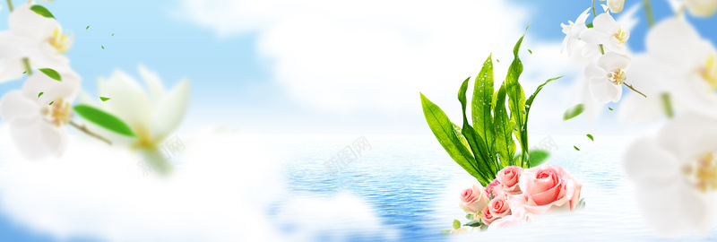 春季梦幻文艺植物蓝色bannerpsd设计背景_新图网 https://ixintu.com 开春 文艺 春天 春季 绿色 小清新 简约 素材 广告 设计 背景 活力 蓝天 白云 植物 鲜花