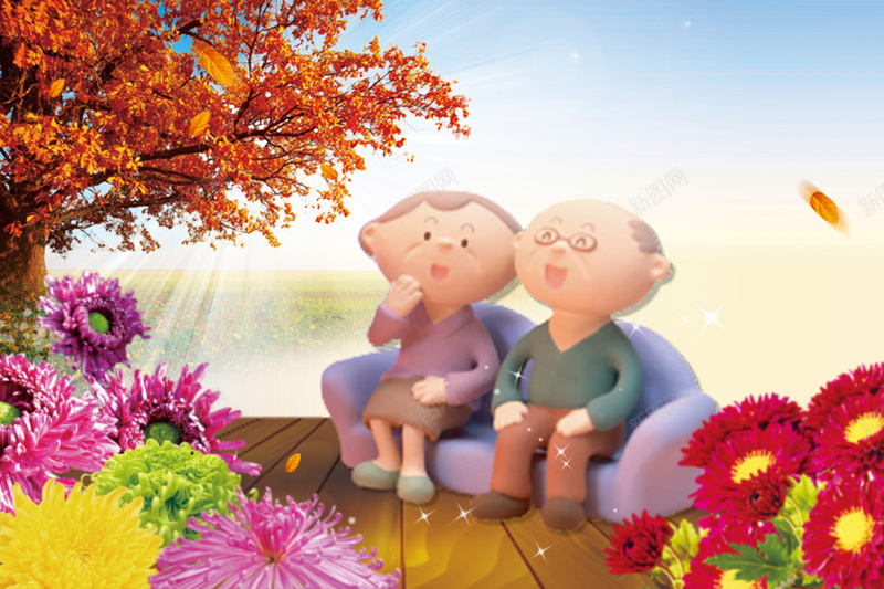 老人夫妻幸福背景素材jpg设计背景_新图网 https://ixintu.com 关爱 孝敬 孝顺 孝顺孩子 尊老 年长 植物 海报背景 温暖 白发 老人扁平化 苍老 蓝天 蹒跚