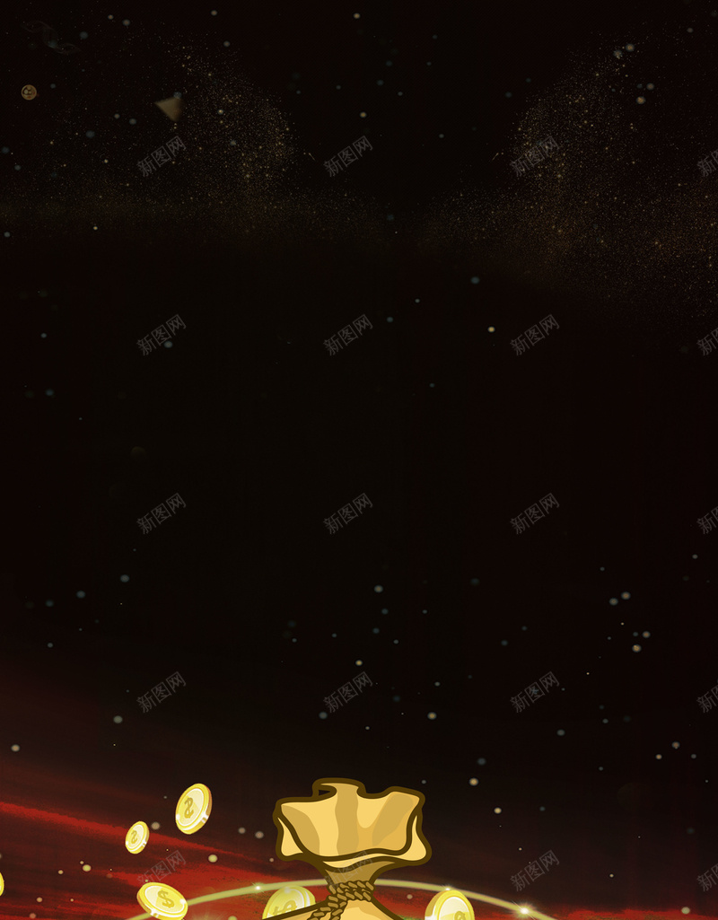 酷黑金融理财宣传X展架jpg设计背景_新图网 https://ixintu.com 大气 金币 金融 银行 黑金 卡通袋钱 理财 投资