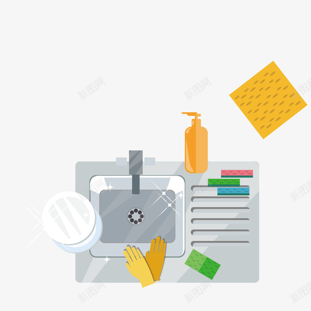 卡通版的洗手池效果图png免抠素材_新图网 https://ixintu.com 洗手池 洗漱用品 水池 装饰图 效果图 免抠图 装饰画