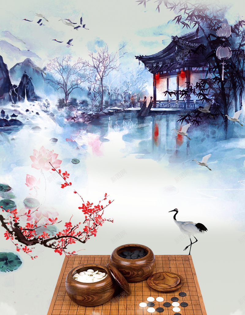 古典文艺棋文化海报背景psd设计背景_新图网 https://ixintu.com 古典 文艺 棋文化 渐变 仙鹤 中国风 古典背景 文艺背景 中国风海报