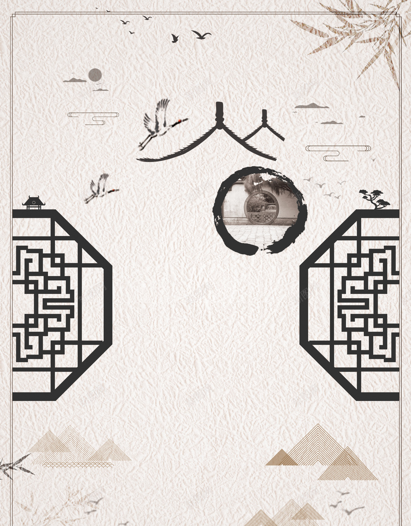 中国风地产庭院建筑psd设计背景_新图网 https://ixintu.com 中国风 地产 庭院 建筑 中式 传统 窗格 仙鹤