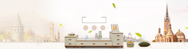 城堡背景图psd设计背景_新图网 https://ixintu.com 淡黄色 城堡 家居 建筑 高楼 磨砂 淘宝 促销 海报banner