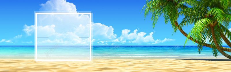 海边风景椰子树蓝天背景背景
