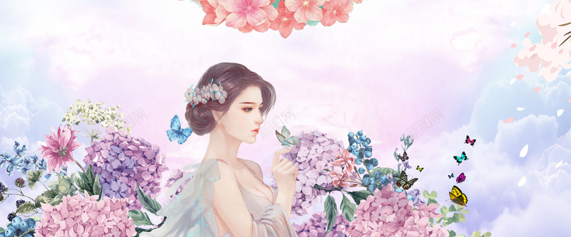 电商化妆品手绘女性浪漫海报背景jpg设计背景_新图网 https://ixintu.com 化妆品海报 化妆品背景 手绘女性 电商海报 电商背景 手绘花卉 手绘海报 清新海报