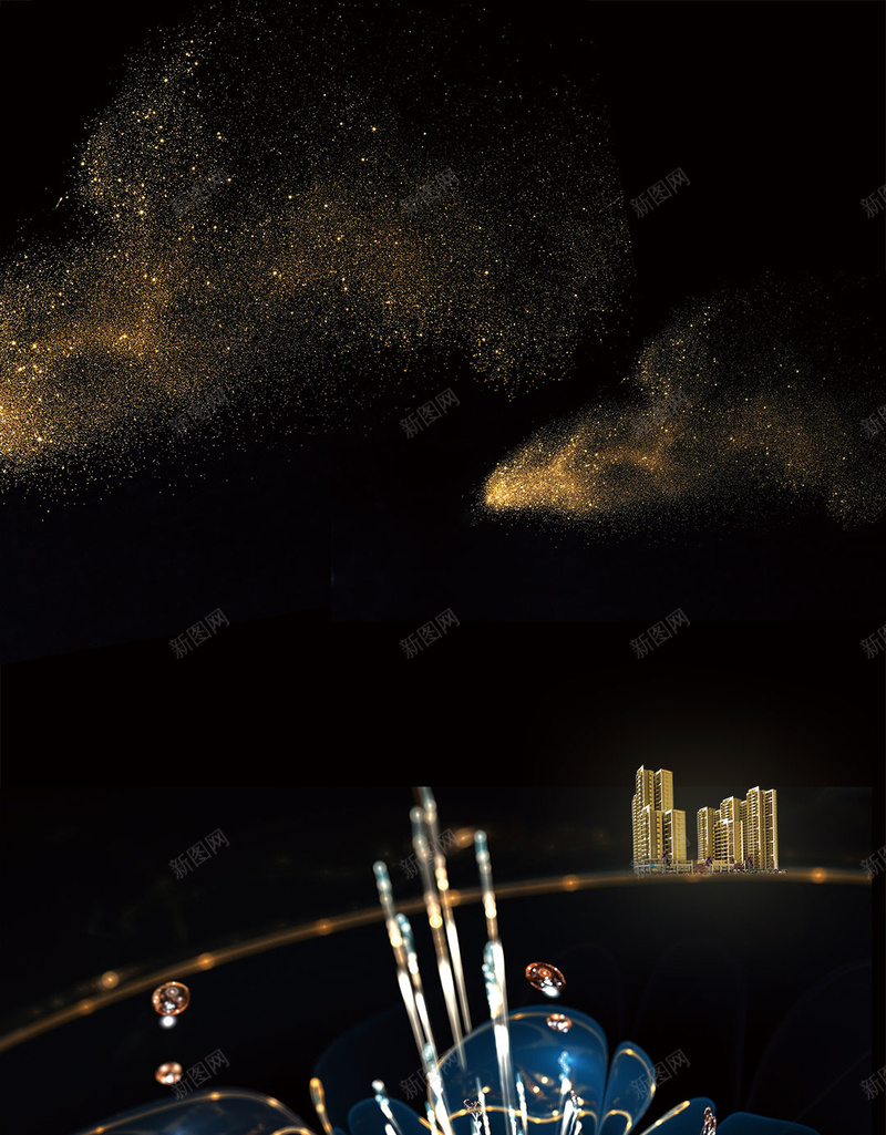 地产海报中式地产豪华H5背景素材psd设计背景_新图网 https://ixintu.com 创意 房地产 华丽绽放 盛开 地产海报 黑金 中式地产 豪华H5背景素材