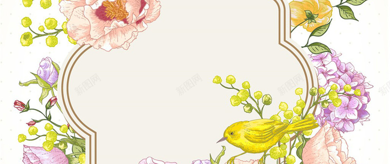 文艺小清新花鸟手绘背景jpg设计背景_新图网 https://ixintu.com 文艺 植物 浪漫 清新 自然 手绘 黄鹂鸟 海报banner 卡通 童趣