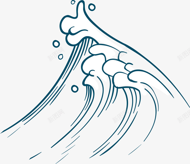 手绘浪花设计素材png免抠素材_新图网 https://ixintu.com 矢量图案 卡通简约 扁平化 浪花 手绘图 波浪
