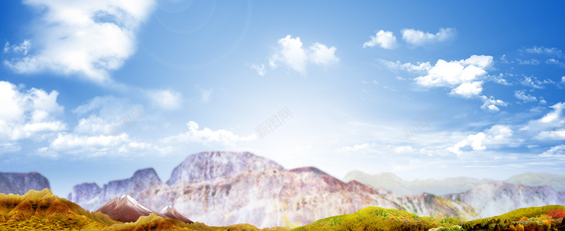 清新背景jpg设计背景_新图网 https://ixintu.com 旅行 白云 绿色 草地 蓝天 背包客 海报banner 文艺 小清新 简约