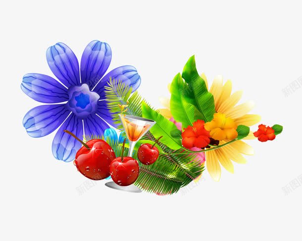 水果花朵装饰背景效果png免抠素材_新图网 https://ixintu.com 水果 花朵 装饰 背景 效果