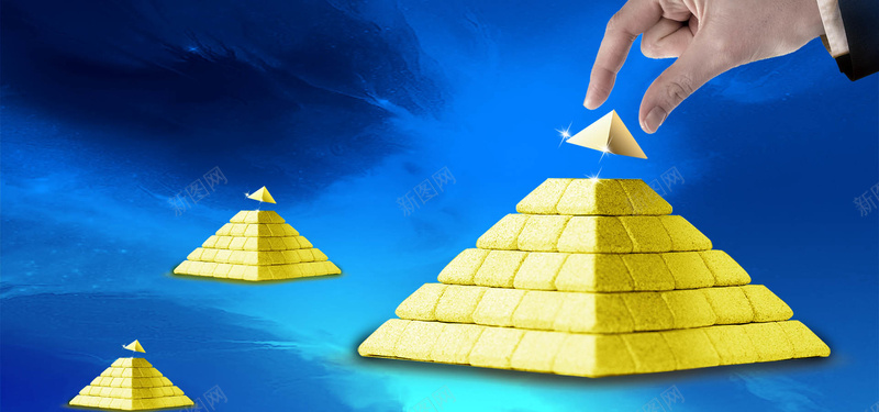 商务金字塔背景psd设计背景_新图网 https://ixintu.com 海报banner 金字塔 商务 科技 蓝色 科幻