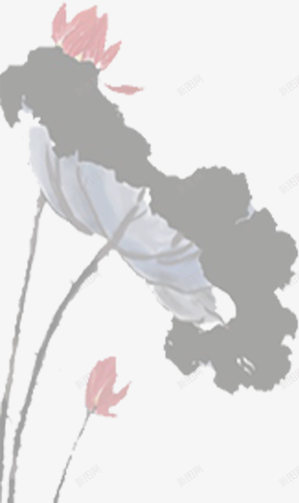 水墨荷花荷叶中国风png免抠素材_新图网 https://ixintu.com 水墨 荷花 荷叶 中国风