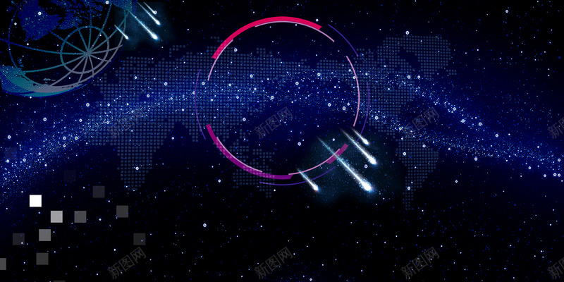 创意科技星空年会展板背景模板psd设计背景_新图网 https://ixintu.com 创意 展板 年会 星空 科技 背景 海报 光点 流行 线圈 地球 几何 渐变