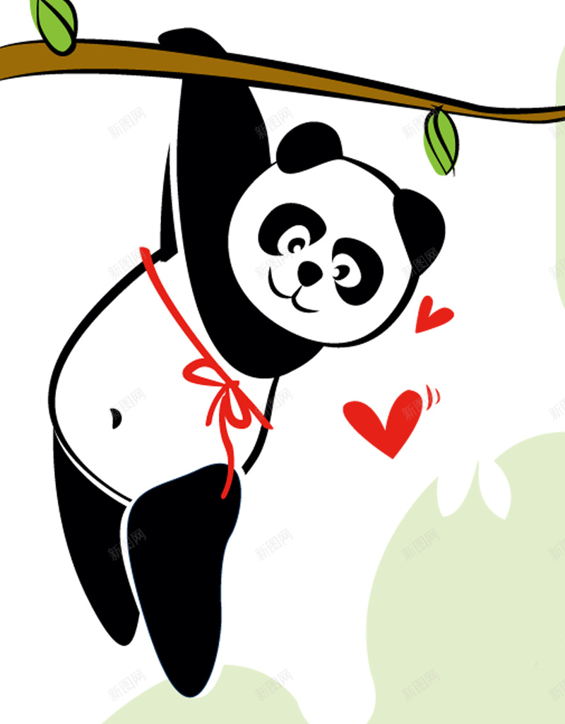 卡通熊猫h5背景jpg设计背景_新图网 https://ixintu.com h5背景 卡通 树枝 熊猫 童趣 手绘
