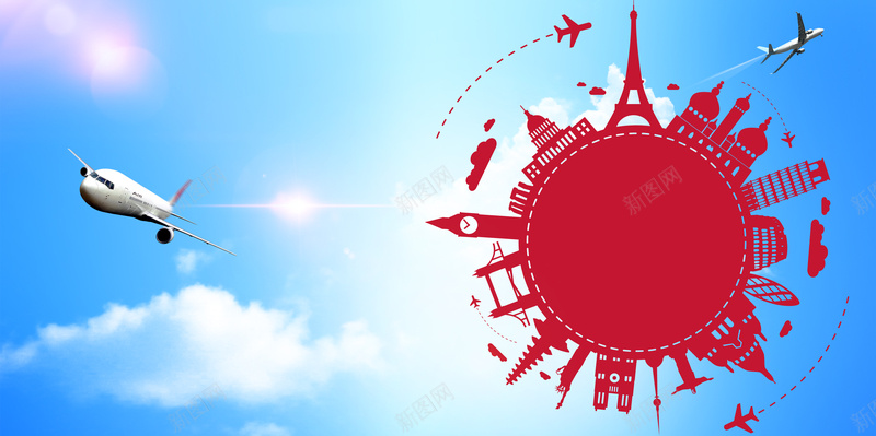 蓝色清新天空背景素材psd设计背景_新图网 https://ixintu.com 剪影 地球 天空 清新 蓝色 城市 旅行 商务 飞机 旅游 旅行社 国外游 海报 晴空 背景素材