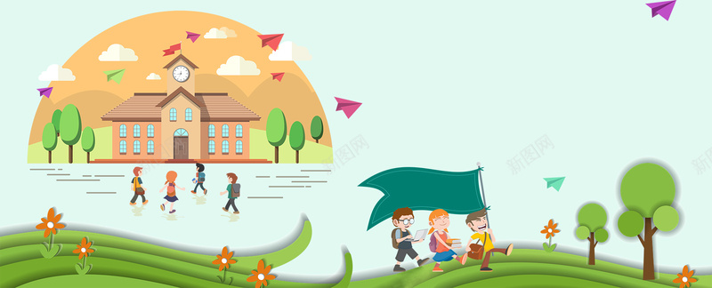 学校秋游卡通户外绿色bannerpsd设计背景_新图网 https://ixintu.com 秋游 国庆出游 旅游旅游海报 旅游宣传单 旅游景点 秋季景点推荐 旅游广告 旅游画报 旅游攻略 旅游