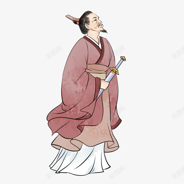 古风人物屈原png免抠素材_新图网 https://ixintu.com 古风 人物 屈原 端午