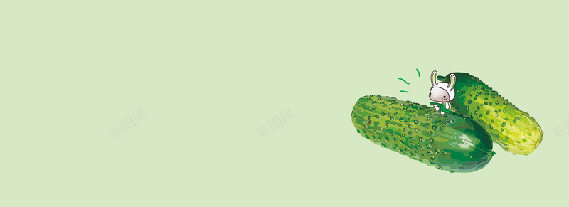 可爱手绘青瓜背景psd设计背景_新图网 https://ixintu.com 绿色 青瓜 手绘 可爱 兔子 海报banner 卡通 童趣