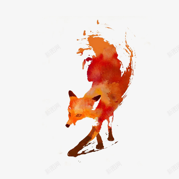 水彩卡通狐狸效果图png免抠素材_新图网 https://ixintu.com 狐狸 动物 卡通动物 水彩狐狸 装饰图 免抠图 装饰画 效果图