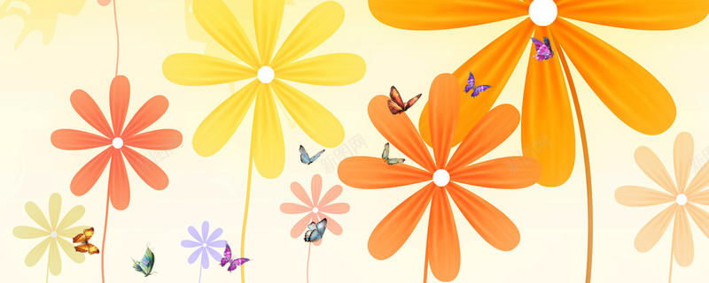 黄色小野花蝴蝶淘宝网站背景图psd设计背景_新图网 https://ixintu.com 海报banner 小野花 卡通 蝴蝶 黄色 淘宝网站背景图 童趣 手绘