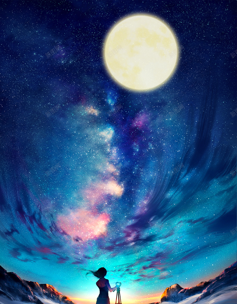 清新文艺梦幻放飞梦想psd设计背景_新图网 https://ixintu.com 放飞 文艺 梦幻 梦想 清新 女孩 星空 蓝色