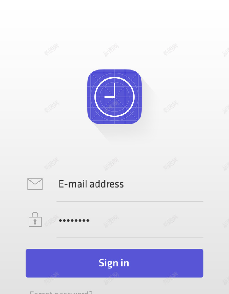 灰色渐变长投影登录页面psd设计背景_新图网 https://ixintu.com 灰色 紫色 渐变 长投影 登录 手机APP 邮箱 密码 扁平 几何