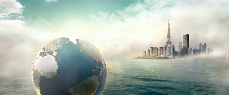 未来世界创意视觉背景jpg设计背景_新图网 https://ixintu.com 海报banner 创意背景 建筑物 地球