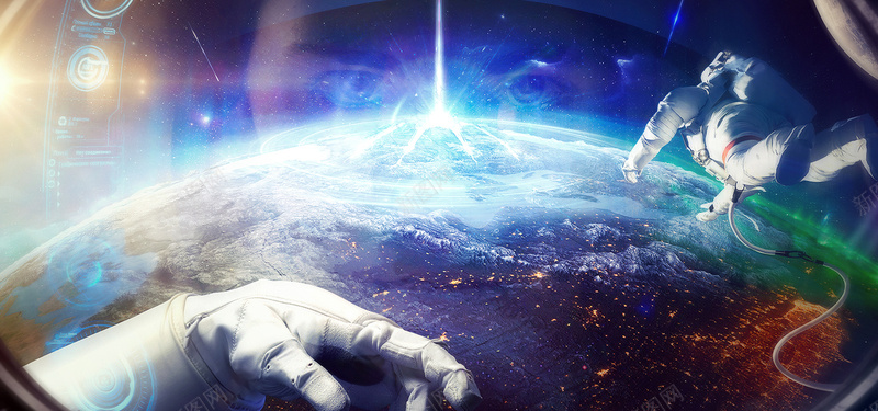 科幻太空宇宙背景bannerjpg高清背景_新图网 https://ixintu.com 太空背景 宇宙太空 宇宙背景 梦幻 科幻 宇航员 地球 科技 商务