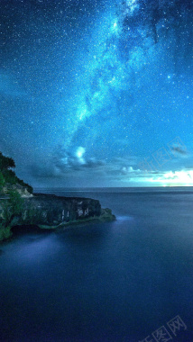 蓝色夜晚星空美景手机端H5背景背景