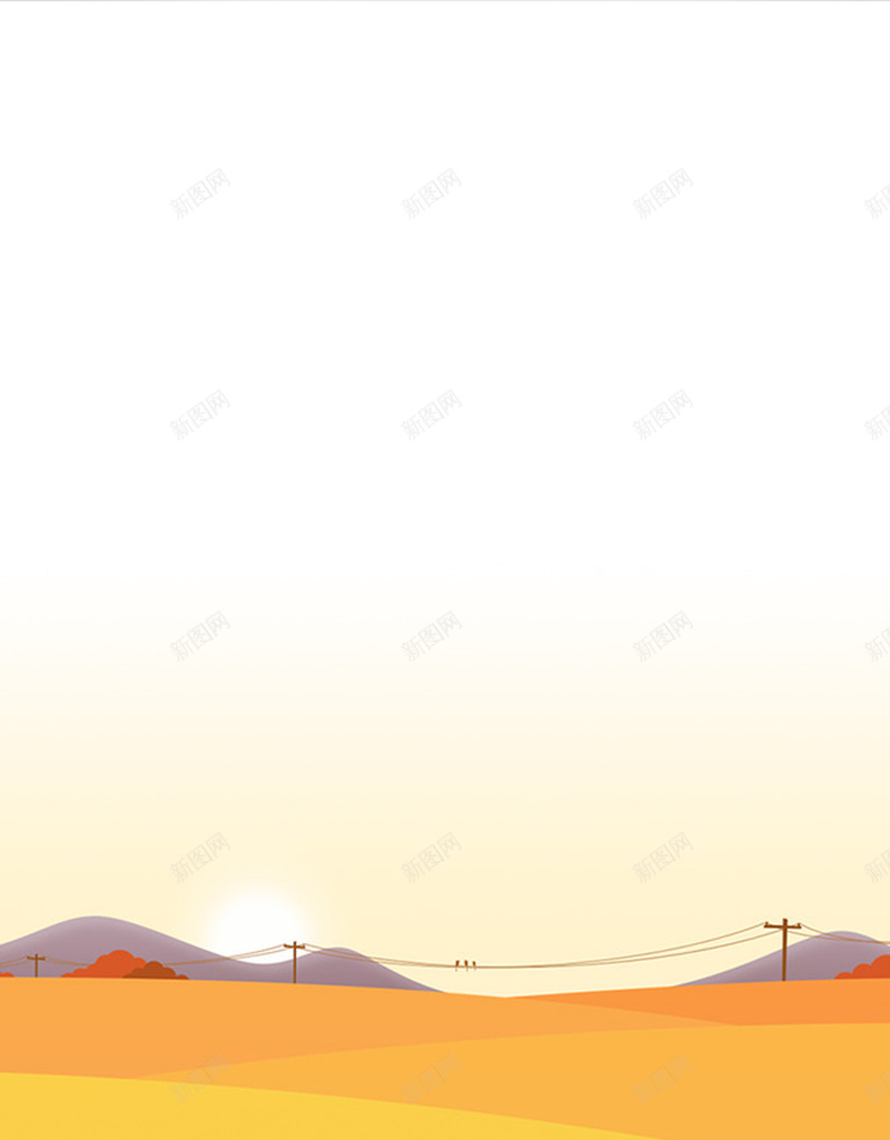 卡通黄色田园平面广告jpg设计背景_新图网 https://ixintu.com 卡通背景 平面广告 黄色背景 田园 稻穗 插画 手绘背景 山峰