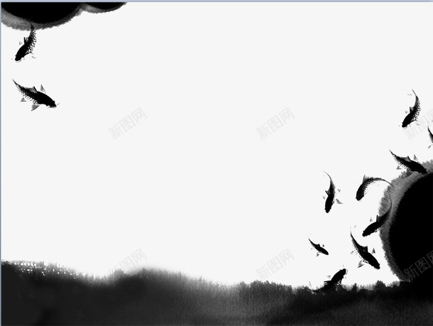 水墨效果小鱼png免抠素材_新图网 https://ixintu.com 效果 水墨 PPT 装饰